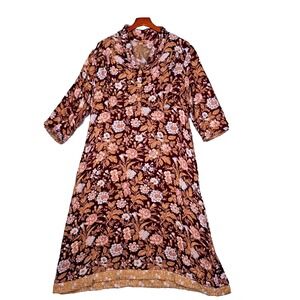 APRIL CORNELL Dress Womens XL Floral Cottagecore Minimalist Peasant Boho READ